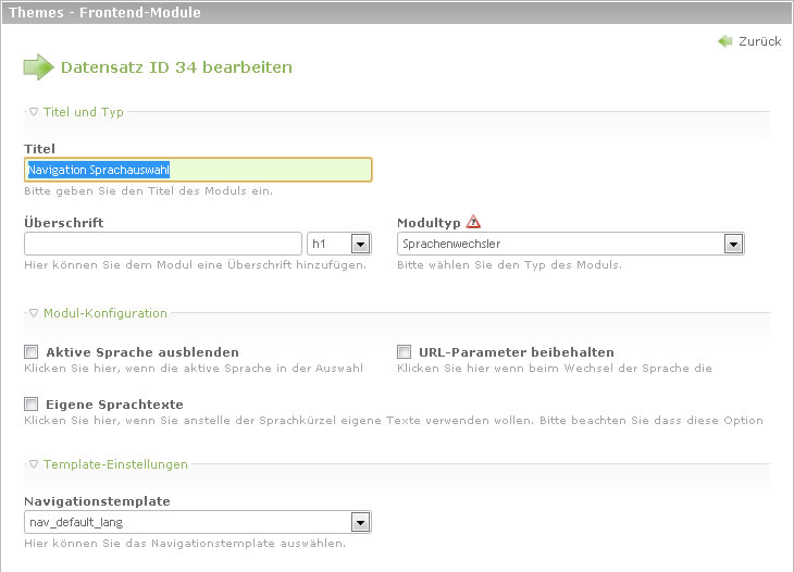 Contao Sprachwechsler